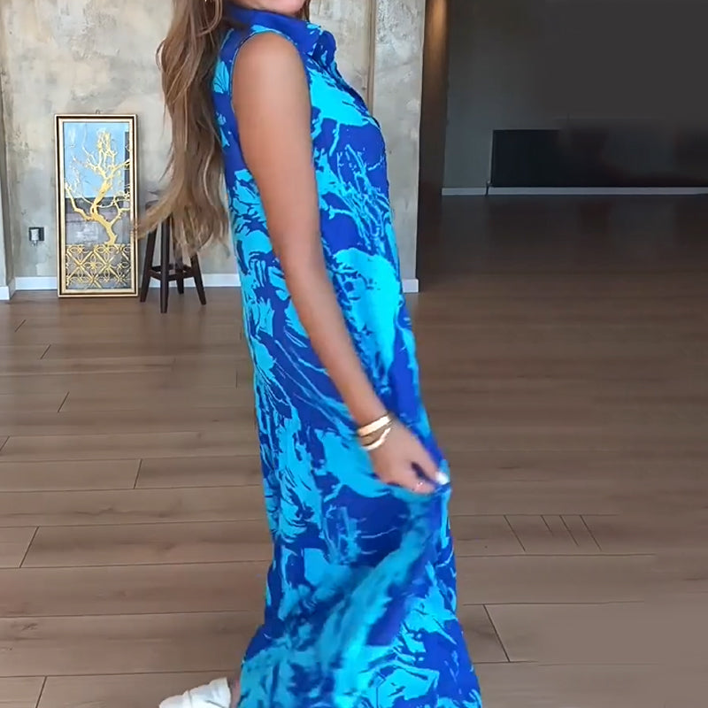 💃Modne damskie sukienki maxi z nadrukiem i bez rękawów