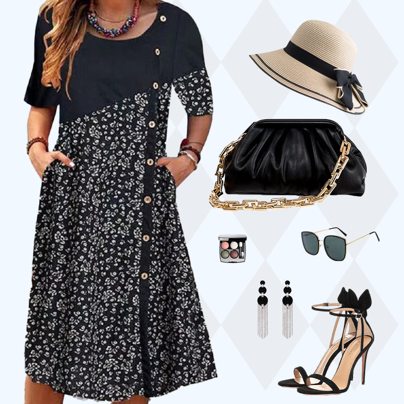 Damskie bawełniane sukienki z nadrukiem w stylu vintage