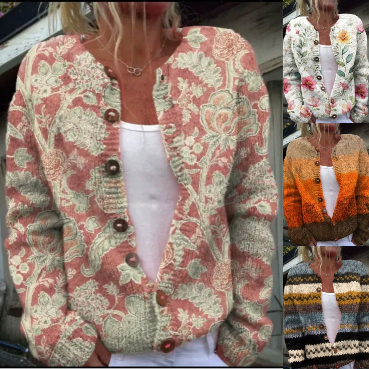 Płaszcze damskie z nadrukiem, zapinane na guziki, z otwartym przodem