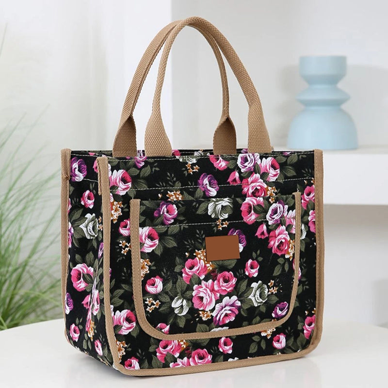 🌺Torba na lunch z nadrukiem kwiatowym dla kobiet