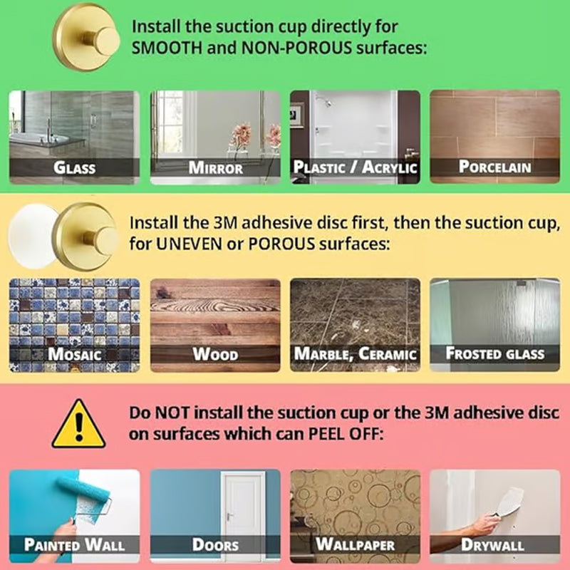 Hak ścienny z przyssawką ze stali nierdzewnej