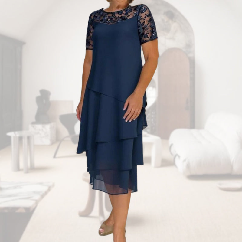 💖 [S-3XL] 👗✨️ Damska sukienka midi z siateczki z warstwami i krojem w kształcie litery A