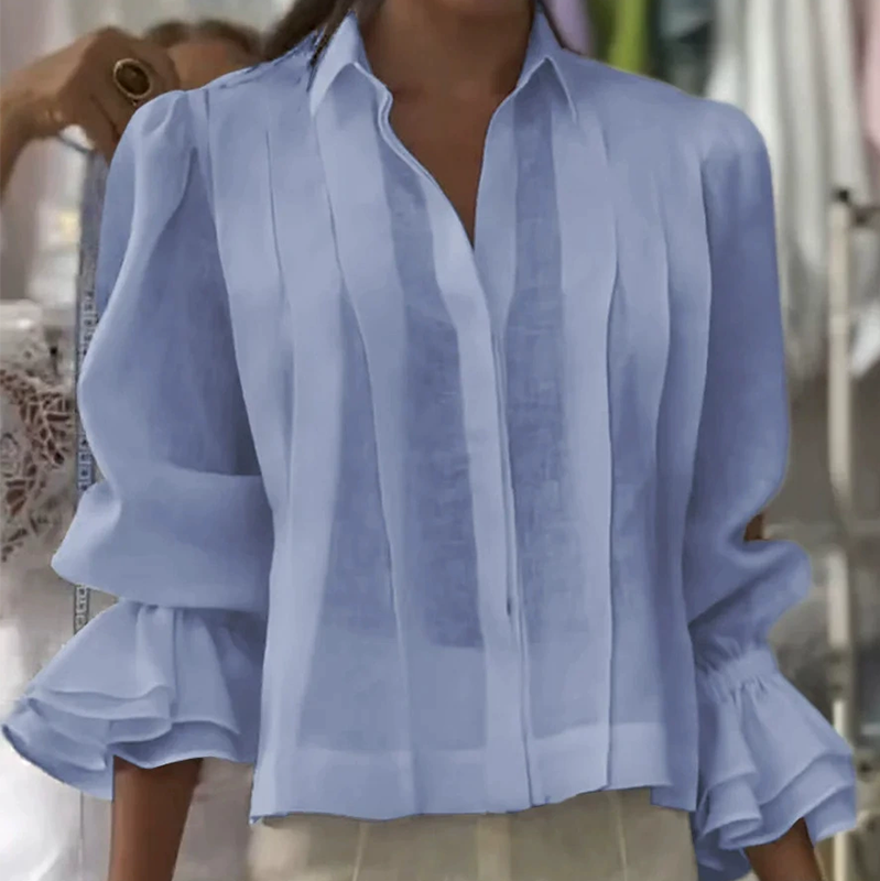 【S-3XL】✨🌼Elegancka koszula z falbankami i plisowanym wzorem