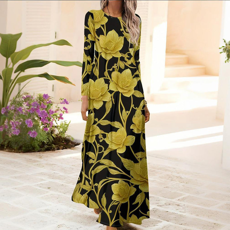 Sukienka damska z długim rękawem i nadrukiem 3D