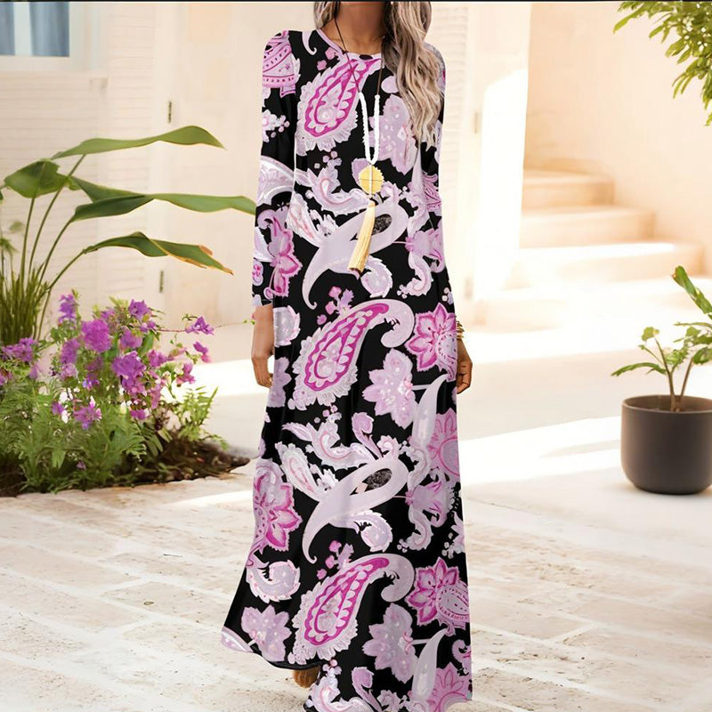 Sukienka damska z długim rękawem i nadrukiem 3D