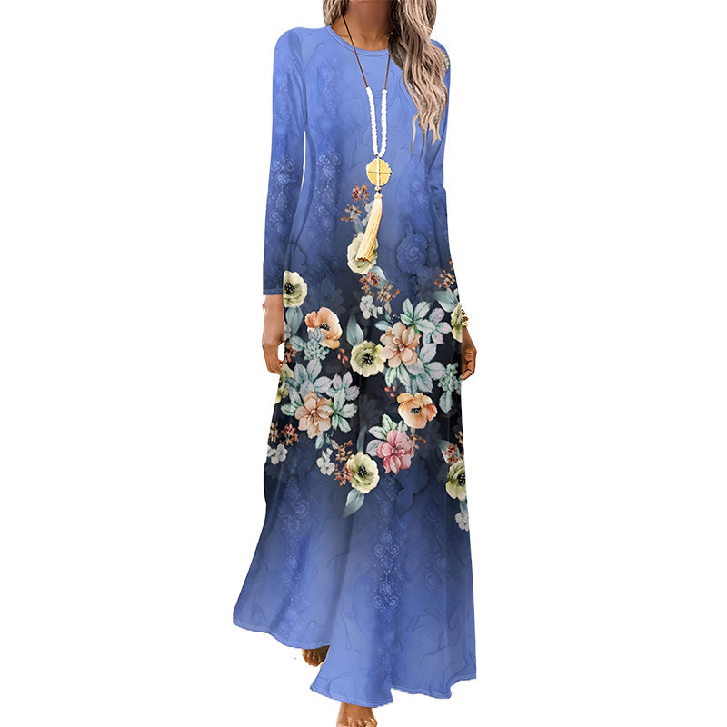 Sukienka damska z długim rękawem i nadrukiem 3D