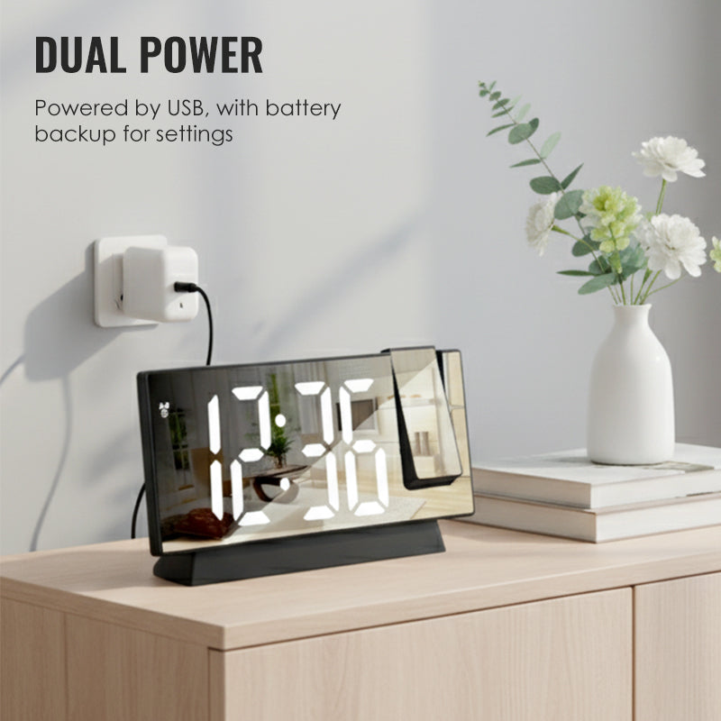 🔥Budzik z lustrzanym wyświetlaczem LED