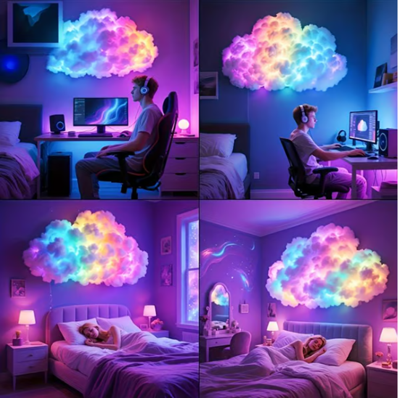 ⚡☁️ ️Domowa dekoracja świetlna LED Thundercloud USB ✨🌈