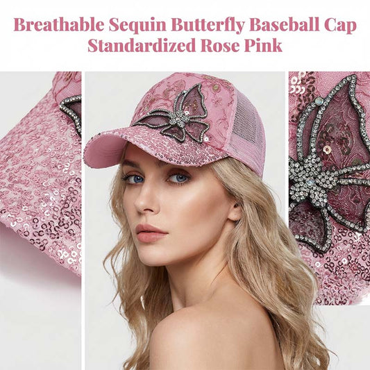 📦 Płatność przy odbiorze – Czapka baseballowa z cekinami „Crystal Butterfly” | Lśniące, dwustronne cekiny, lśniący wzór motyla 🧢✨