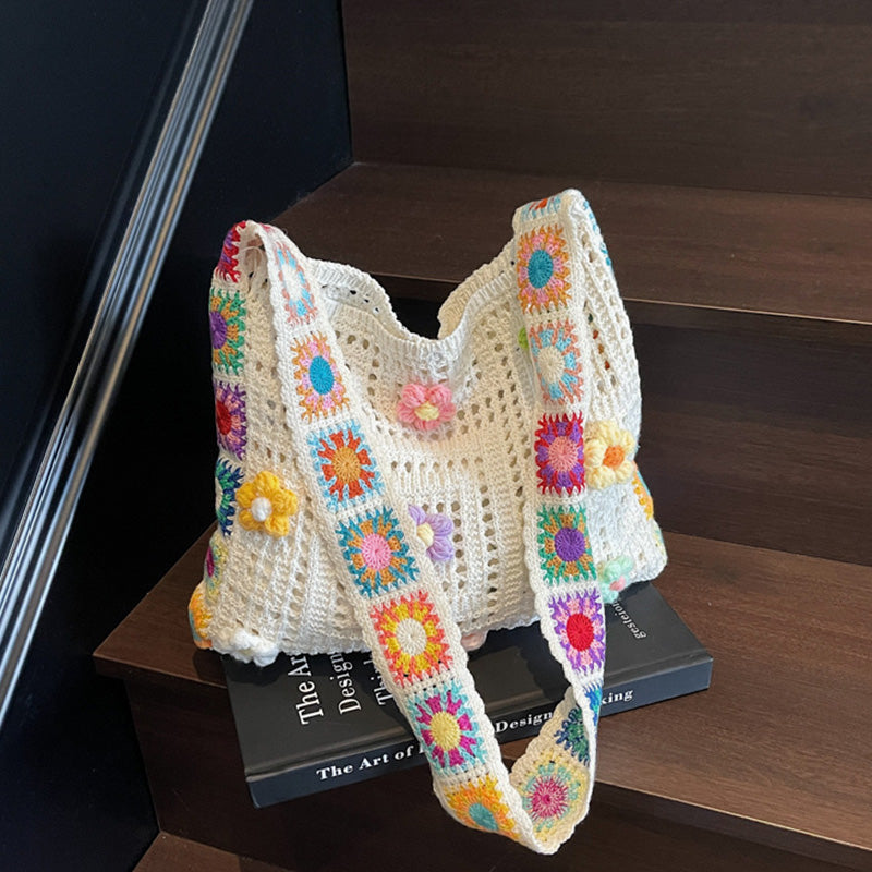 🧺 OGRANICZONA CZASOWO 50% ZNIŻKI! ✨ Torba etniczna szydełkowa dla kobiet – boho, pojemna, uniwersalna 🌼