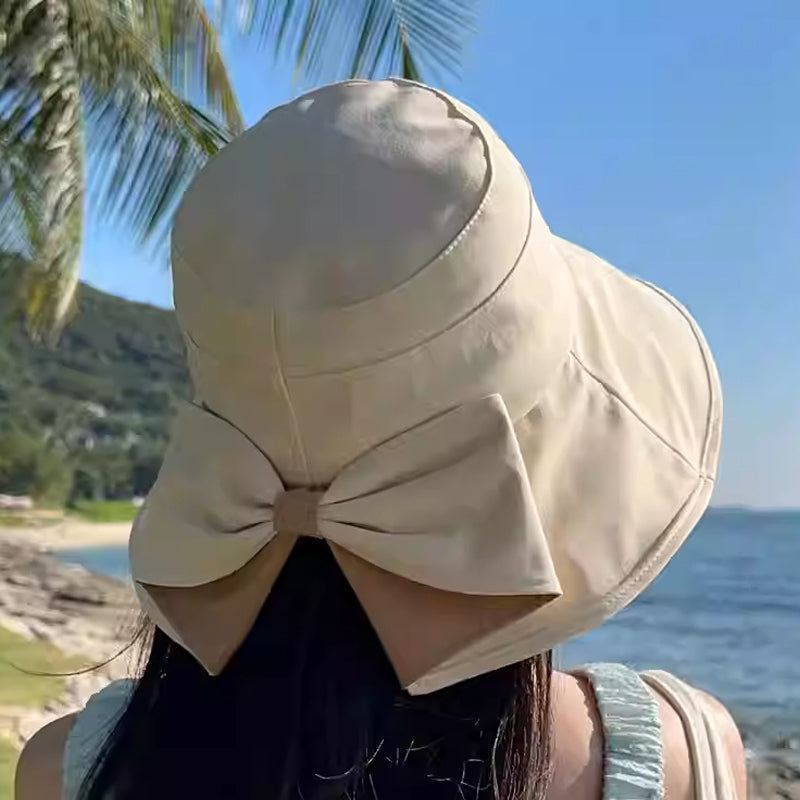 🎀Damski kapelusz przeciwsłoneczny z szerokim rondem i kokardką👒