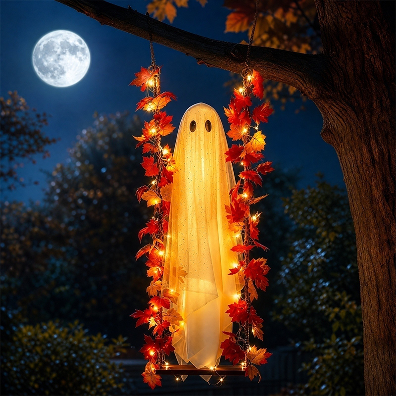 🎃👻 Dekoracja LED w kształcie ducha na Halloween 🍁