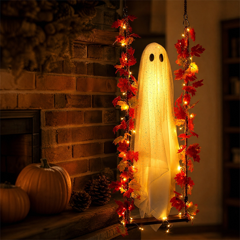 🎃👻 Dekoracja LED w kształcie ducha na Halloween 🍁