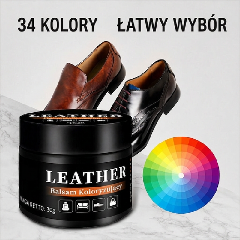 Uniwersalny balsam do naprawy koloru skóry – odnawia wyblakłe i zarysowane wyroby skórzane, przywraca bogaty wygląd. Na pobranie! 👞