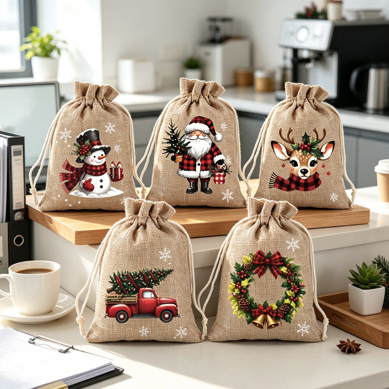 🎄 Torebki na Prezenty ze Sznurkiem – Stylowe, Wielokrotnego Użytku, Idealne na Święta 🎁